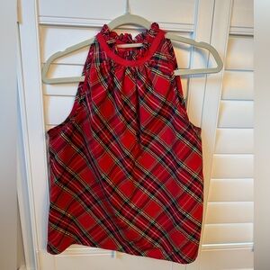 J. Crew Red Plaid Sleeveless Top